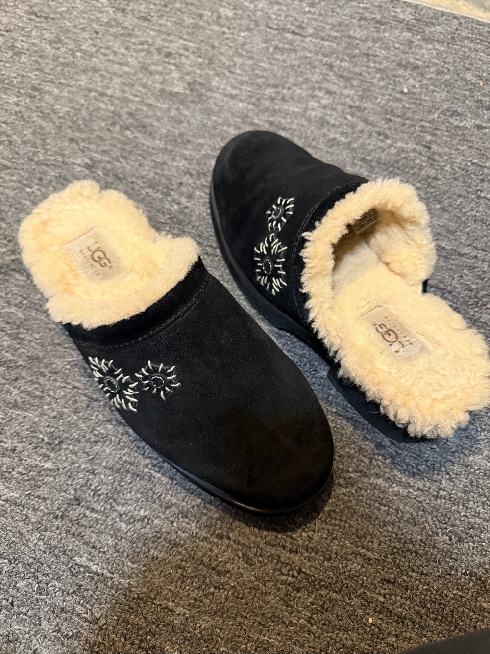 UGG Tasman Embroidered Slippers Black